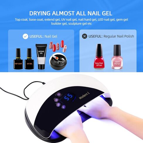 LIARTY 180W Portable Nail Dryers, to Quick Dry for Gel Nail Polish, Air & LED Light Nail Lamp with Fan, Safe for Hands Skin, Best Gift for Ladies, Girls(White) in Kuwait