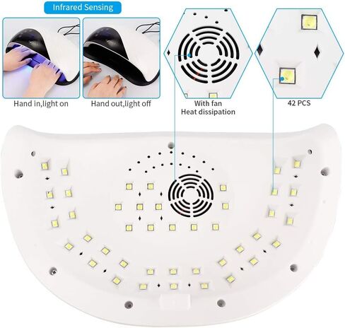 LIARTY 180W Portable Nail Dryers, to Quick Dry for Gel Nail Polish, Air & LED Light Nail Lamp with Fan, Safe for Hands Skin, Best Gift for Ladies, Girls(White) in Kuwait