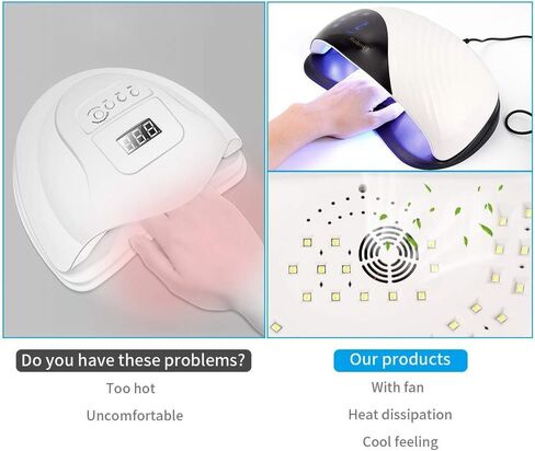 LIARTY 180W Portable Nail Dryers, to Quick Dry for Gel Nail Polish, Air & LED Light Nail Lamp with Fan, Safe for Hands Skin, Best Gift for Ladies, Girls(White) in Kuwait