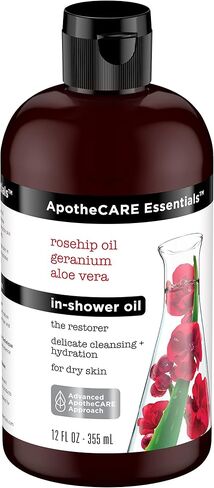 ApotheCARE Essentials The Restorer In-Shower Oil, Rosehip Oil, Geranium, Aloe Vera, 12 oz in Saudi Arabia