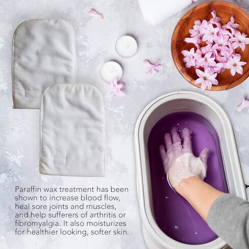 قفازات حمام بارافين لعلاج الشمع مصنوعة من الألياف الدقيقة الناعمة من أجل العزل والاحتفاظ بالحرارة - أي حجم لليد زوج من Mess in Kuwait