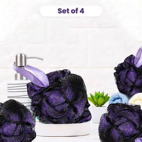 Opaz Bath Shower Sponge Loofah Skin care kit Body scrubber pouf exfoliator large ball scruber Set of 4 in Saudi Arabia