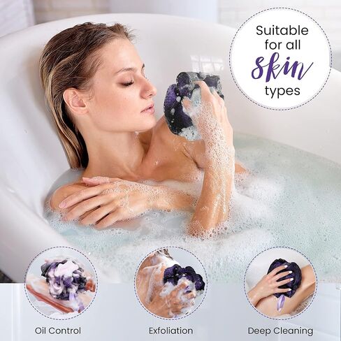 Opaz Bath Shower Sponge Loofah Skin care kit Body scrubber pouf exfoliator large ball scruber Set of 4 in Saudi Arabia