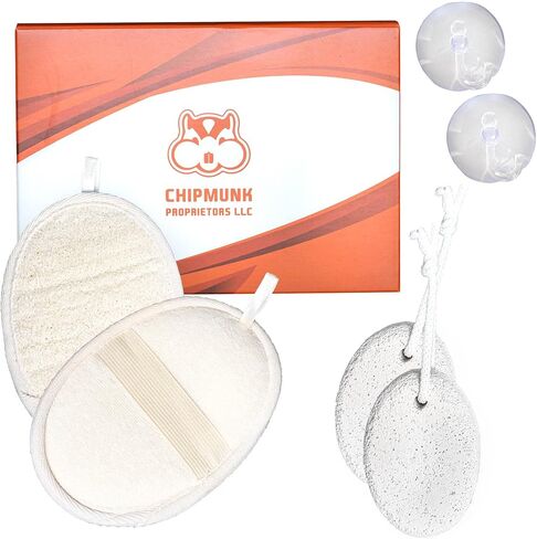 Natural Loofah Pumice Stone for feet/Body Wash Bath Sponge Shower Loofa luffa Body Scrubber Skin Exfoliating Foot File Feet Callus Remover Pedicure Pack Scrub, Cream in Saudi Arabia