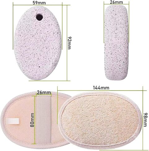Natural Loofah Pumice Stone for feet/Body Wash Bath Sponge Shower Loofa luffa Body Scrubber Skin Exfoliating Foot File Feet Callus Remover Pedicure Pack Scrub, Cream in Saudi Arabia