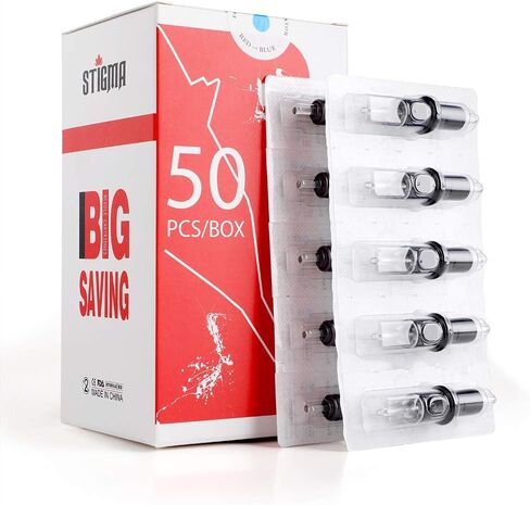 STIGMA #10 Bugpin Disposable Tattoo Cartridge Needles Assorted Sizes 3RL 5RL 7RL 9RL 11RL 3RS 5RS of Round Liner/Round Shader for Rotary Tattoo Machines 50Pcs EN05-50KIT-A in Saudi Arabia