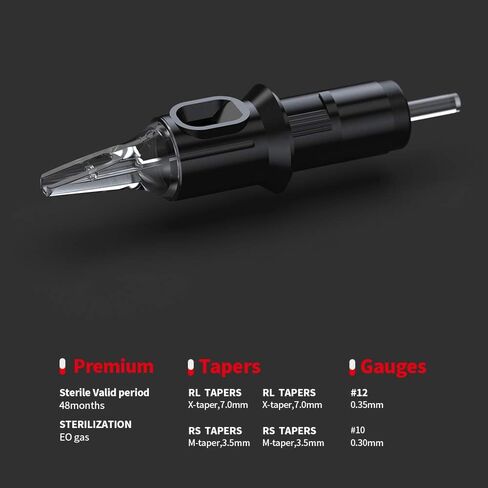 STIGMA #10 Bugpin Disposable Tattoo Cartridge Needles Assorted Sizes 3RL 5RL 7RL 9RL 11RL 3RS 5RS of Round Liner/Round Shader for Rotary Tattoo Machines 50Pcs EN05-50KIT-A in Saudi Arabia