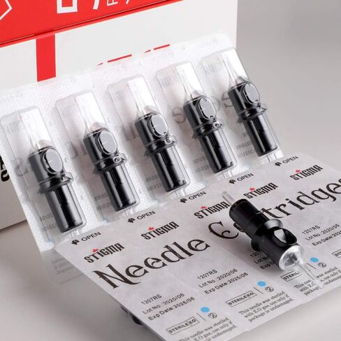 STIGMA #10 Bugpin Disposable Tattoo Cartridge Needles Assorted Sizes 3RL 5RL 7RL 9RL 11RL 3RS 5RS of Round Liner/Round Shader for Rotary Tattoo Machines 50Pcs EN05-50KIT-A in Saudi Arabia