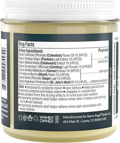 العناية بالوشم من جرين جو، مرهم طبيعي للعناية اللاحقة بالوشم الجديد مع الصبار والمر واليارو، يخفف الألم والتورم ويساعد في الحفاظ على الفن، 118 مل in Kuwait