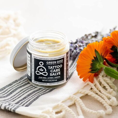 العناية بالوشم من جرين جو، مرهم طبيعي للعناية اللاحقة بالوشم الجديد مع الصبار والمر واليارو، يخفف الألم والتورم ويساعد في الحفاظ على الفن، 118 مل in Kuwait