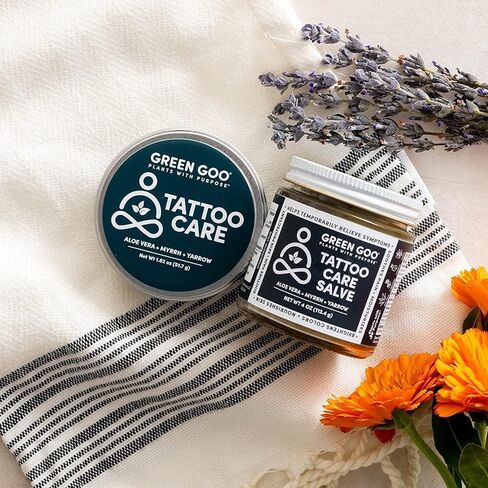 العناية بالوشم من جرين جو، مرهم طبيعي للعناية اللاحقة بالوشم الجديد مع الصبار والمر واليارو، يخفف الألم والتورم ويساعد في الحفاظ على الفن، 118 مل in Kuwait