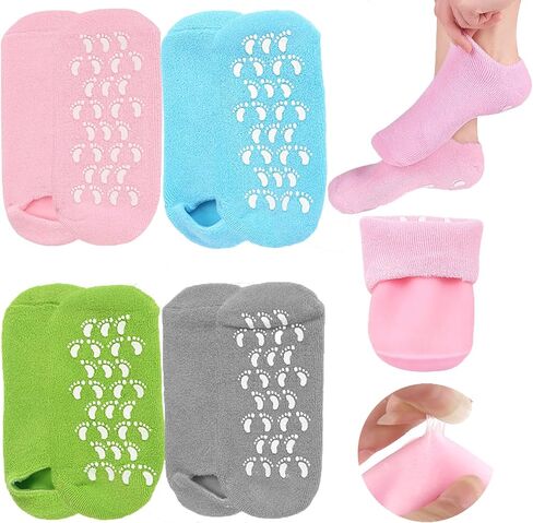 4 Pairs Moisturizing Gel Socks No Slip Gel Spa Socks Gel Heel Socks for Women Men Dry Cracked Feet in Saudi Arabia