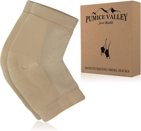 Moisturizing Heel Socks with Soft Gel Lining for Dry Cracked Feet Treatment - Unisex Reusable Foot Moisturizer Heel Sleeves from Breathable Cotton for Women & Men (Pack of 2) in Kuwait