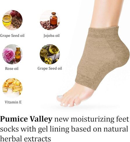 Moisturizing Heel Socks with Soft Gel Lining for Dry Cracked Feet Treatment - Unisex Reusable Foot Moisturizer Heel Sleeves from Breathable Cotton for Women & Men (Pack of 2) in Kuwait