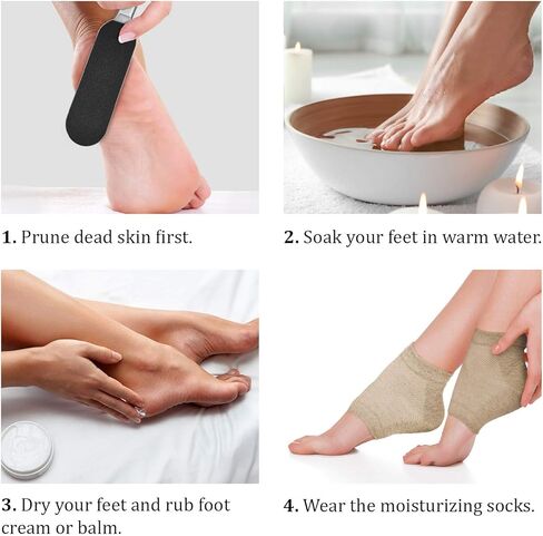 Moisturizing Heel Socks with Soft Gel Lining for Dry Cracked Feet Treatment - Unisex Reusable Foot Moisturizer Heel Sleeves from Breathable Cotton for Women & Men (Pack of 2) in Kuwait