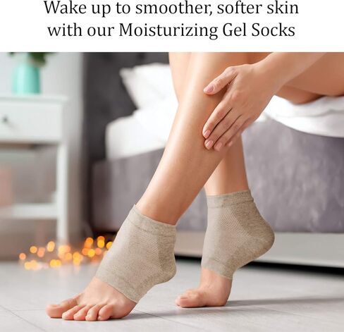 Moisturizing Heel Socks with Soft Gel Lining for Dry Cracked Feet Treatment - Unisex Reusable Foot Moisturizer Heel Sleeves from Breathable Cotton for Women & Men (Pack of 2) in Kuwait
