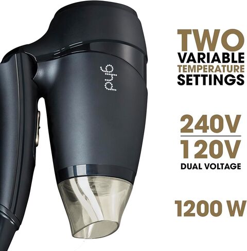 ghd Flight Travel Hair Dryer ― 1200W Suitcase Friendly, Lightweight, Powerful and Compact Blow Dryer for All Hair Types, Professional Portable Hair Volumizer for Anywhere in the World in Saudi Arabia