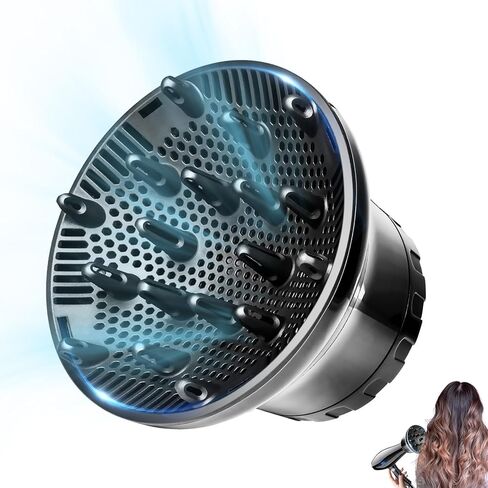 Diffuser Attachment for Hair Dryer, Universal Diffuser Hair Dryer Attachment, Hair Dryer Diffuser, Adjustable Blow Dryer Diffuser for Wavy Curly Hair with1.4-2.6" Nozze Hair Defuzzer Hair Gifts Black in Kuwait