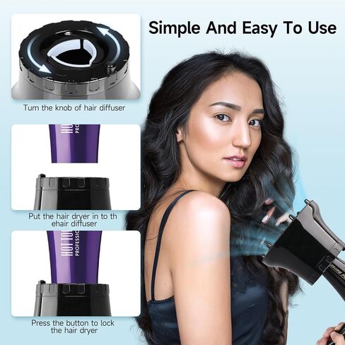 Diffuser Attachment for Hair Dryer, Universal Diffuser Hair Dryer Attachment, Hair Dryer Diffuser, Adjustable Blow Dryer Diffuser for Wavy Curly Hair with1.4-2.6" Nozze Hair Defuzzer Hair Gifts Black in Kuwait