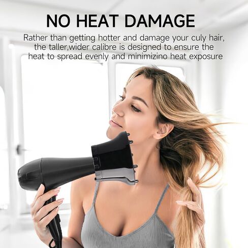 Diffuser Attachment for Hair Dryer, Universal Diffuser Hair Dryer Attachment, Hair Dryer Diffuser, Adjustable Blow Dryer Diffuser for Wavy Curly Hair with1.4-2.6" Nozze Hair Defuzzer Hair Gifts Black in Kuwait