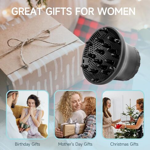 Diffuser Attachment for Hair Dryer, Universal Diffuser Hair Dryer Attachment, Hair Dryer Diffuser, Adjustable Blow Dryer Diffuser for Wavy Curly Hair with1.4-2.6" Nozze Hair Defuzzer Hair Gifts Black in Kuwait
