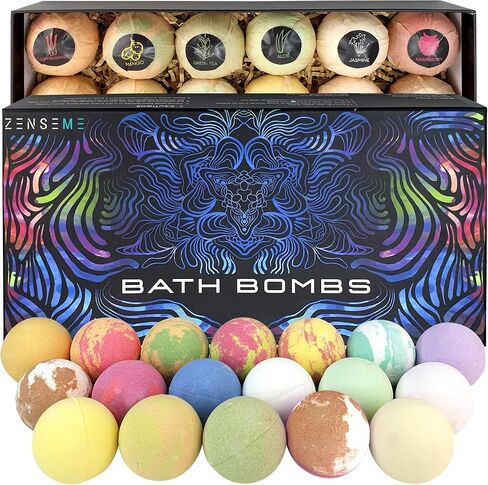 Bath Bombs for Men, Gift Set of 18 Scented Organic Handmade Bath Bombs of 2.5 oz with Natural Essential Oils. Perfect for Boyfriend, Husband, Father or Friend, by ZenseMe in Saudi Arabia