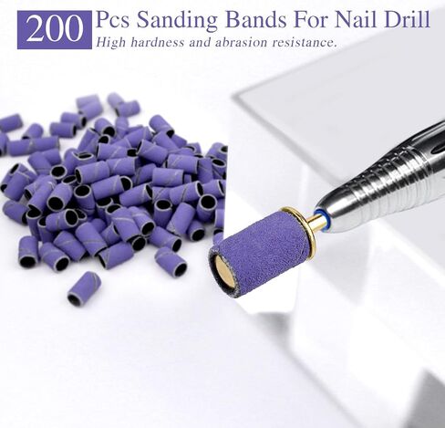 360 Pcs Sanding Bands for Nail Drill Professional Nail Drill Bits 4 Size Coarse Fine Drill Bits for Nails Set 80#120#180#240#, 3Pcs 3/32" Mandrel Nail Drill Bits for Manicures Pedicures in Saudi Arabia