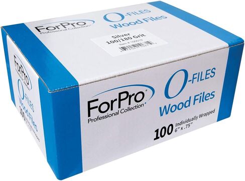 لوح خشبي من ForPro O-Files، مبرد أظافر للاستعمال مرة واحدة، مغلف بشكل فردي، 100/180 حبيبة، فضي، عدد 100 in Saudi Arabia