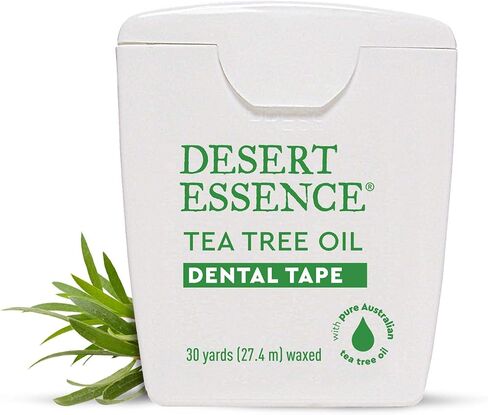 Desert Essence Tea Tree Oil Dental Tape - 30 Yards - Pack of 6 - Naturally Waxed w/Beeswax - Thick Flossing No Shred Tape - On The Go - Removes Food Debris Buildup - Cruelty-Free Antiseptic in Saudi Arabia