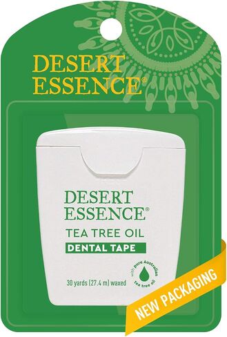 Desert Essence Tea Tree Oil Dental Tape - 30 Yards - Pack of 6 - Naturally Waxed w/Beeswax - Thick Flossing No Shred Tape - On The Go - Removes Food Debris Buildup - Cruelty-Free Antiseptic in Saudi Arabia