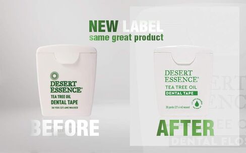 Desert Essence Tea Tree Oil Dental Tape - 30 Yards - Pack of 6 - Naturally Waxed w/Beeswax - Thick Flossing No Shred Tape - On The Go - Removes Food Debris Buildup - Cruelty-Free Antiseptic in Saudi Arabia