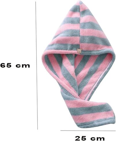 TOPYUEYILIYI 2 Pcs Dry Hair Caps Microfibre Hair Drying Towel Wrap Soft and Anti Frizz Head Turban Towel for Women Girl Wet Long Thick Hair（Pink Gray&White Pink Stripe） in Saudi Arabia