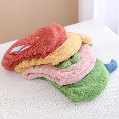 Hair Drying Towel for Kids Girls, Cute Cartoon Absorbent Quick Drying Bath Wrap Set for Bathing, Spa, Swimming Pool, Soft Microfiber Cap for Curly Long & Wet Hair, Blue in Saudi Arabia