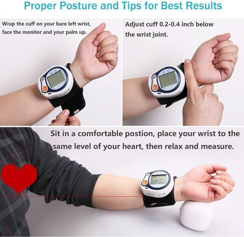 LotFancy Wrist Blood Pressure Monitor, Wrist BP Cuff (5"-8"), 60 Reading Memory, Automatic Digital Blood Pressure Machine, Home BP Gauge for Irregular Heartbeat Detection in Saudi Arabia