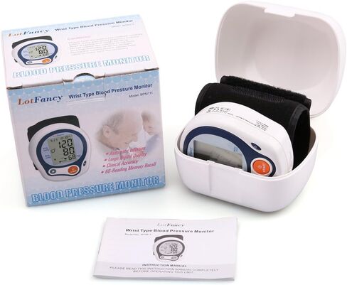 LotFancy Wrist Blood Pressure Monitor, Wrist BP Cuff (5"-8"), 60 Reading Memory, Automatic Digital Blood Pressure Machine, Home BP Gauge for Irregular Heartbeat Detection in Saudi Arabia