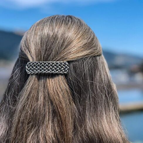 مشبك شعر سلتيك منسوج، متوسط مصنوع يدويًا ومصنوع في الولايات المتحدة الأمريكية مع مشبك فرنسي مستورد 70 مم من Oberon Design in Kuwait