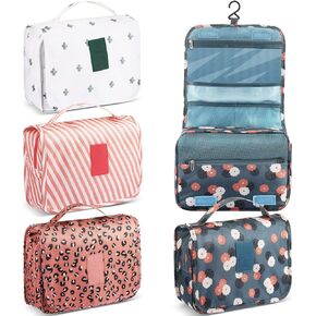 Kacctyen 4 Pieces Hanging Toiletry Bag Waterproof Makeup Bag Organizer with Sturdy Hooks Multi Function Portable Travel Cosmetic Bags for Women Girls Kit Accessories Essentials, 4 Styles in Kuwait