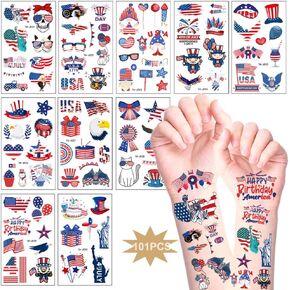 4 يوليو الوشم الزينة 140pcs الولايات المتحدة الأمريكية الوطنية الوشم المؤقت للأطفال النساء العلم الأمريكي النسر الألعاب النارية شكل ماء الوجه الجسم وهمية الوشم ملصق لمستلزمات حزب يوم الاستقلال