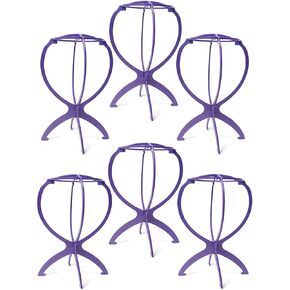 6PCS Wig Stand Portable Wig Stand Collapsible Wig Holder Durable Wig Display 13.8 Inch Tool Travel Wig Stand for All Wigs