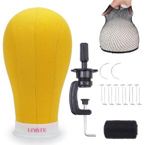 LIYATE Wig Stand 22 Inch Wig head, Wig Stand Tripod With Head, Wig Head Stands, Mannequin Head for Wigs Making Display, Wig Mannequin Head with Stand, Wig Cap, T Pins Set, Cellphone Clip and Adapter