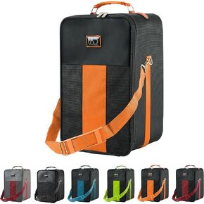 Small Wig Travel Box with Top Handle, Shoulder Strap & Double Zipper, Carrying Case with Removable Head-Holding Base - Black & Green - by Adolfo Design