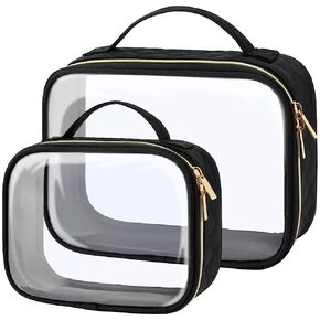 PACKISM TSA Approved Toiletry Bag - 180° Large Opening Clear Makeup Bags with Handle, Suitable for Gifts, Clear Toiletry Bags for Traveling Travel Essentials, Rose Pink in Saudi Arabia