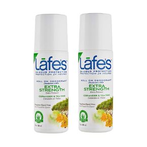 Lafe's | Extra Strength - Coriander & Tea Tree - Roll-On Aluminum Free Natural Deodorant for Women & Men | Vegan, Cruelty Free, Gluten Free, Paraben Free & Baking Soda Free with 24-Hour Protection; 2 Pack (3oz each) in Saudi Arabia