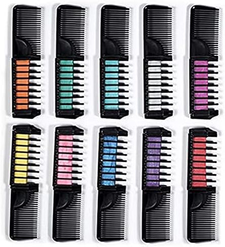 طباشير شعر للفتيات من مايدير، أمشاط طباشير شعر صغيرة لامعة قابلة للغسل، لون شعر مؤقت، لحفلات المهرجانات التنكرية والهالوين، عيد الميلاد المجيد وأعياد الميلاد للفتيات - 10 ألوان in Kuwait