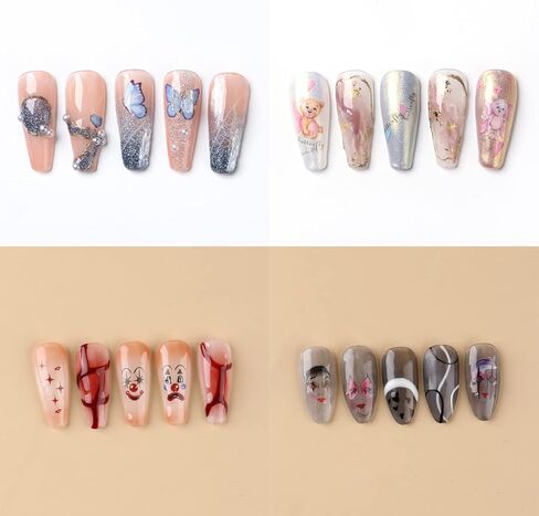 ملصقات فنية للأظافر ممتعة، ملصقات أظافر على شكل فراشة ثلاثية الأبعاد ذاتية اللصق بلون فراشة مضحك مهرج تصميم أظافر نصائح تزيين الأظافر للنساء والفتيات والأطفال 6 ورقات in Kuwait