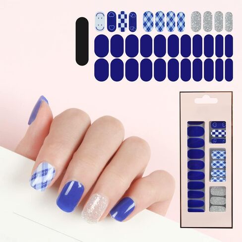 شرائط جل للاظافر، 34 قطعة من ملصقات فن طلاء الاظافر، شرائط اظافر لامعة سهلة التركيب والازالة، تتضمن مبرد اظافر (QS71) in Kuwait