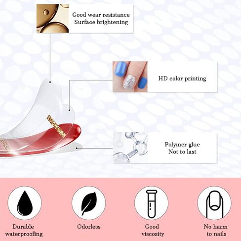 شرائط جل للاظافر، 34 قطعة من ملصقات فن طلاء الاظافر، شرائط اظافر لامعة سهلة التركيب والازالة، تتضمن مبرد اظافر (QS71) in Kuwait