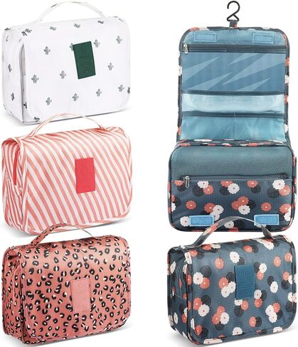 Kacctyen 4 Pieces Hanging Toiletry Bag Waterproof Makeup Bag Organizer with Sturdy Hooks Multi Function Portable Travel Cosmetic Bags for Women Girls Kit Accessories Essentials, 4 Styles in Kuwait