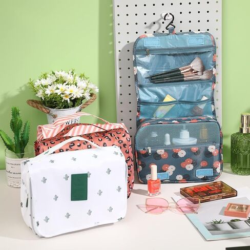 Kacctyen 4 Pieces Hanging Toiletry Bag Waterproof Makeup Bag Organizer with Sturdy Hooks Multi Function Portable Travel Cosmetic Bags for Women Girls Kit Accessories Essentials, 4 Styles in Kuwait