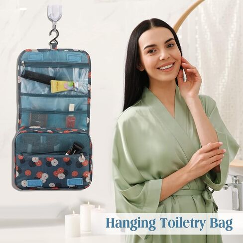 Kacctyen 4 Pieces Hanging Toiletry Bag Waterproof Makeup Bag Organizer with Sturdy Hooks Multi Function Portable Travel Cosmetic Bags for Women Girls Kit Accessories Essentials, 4 Styles in Kuwait
